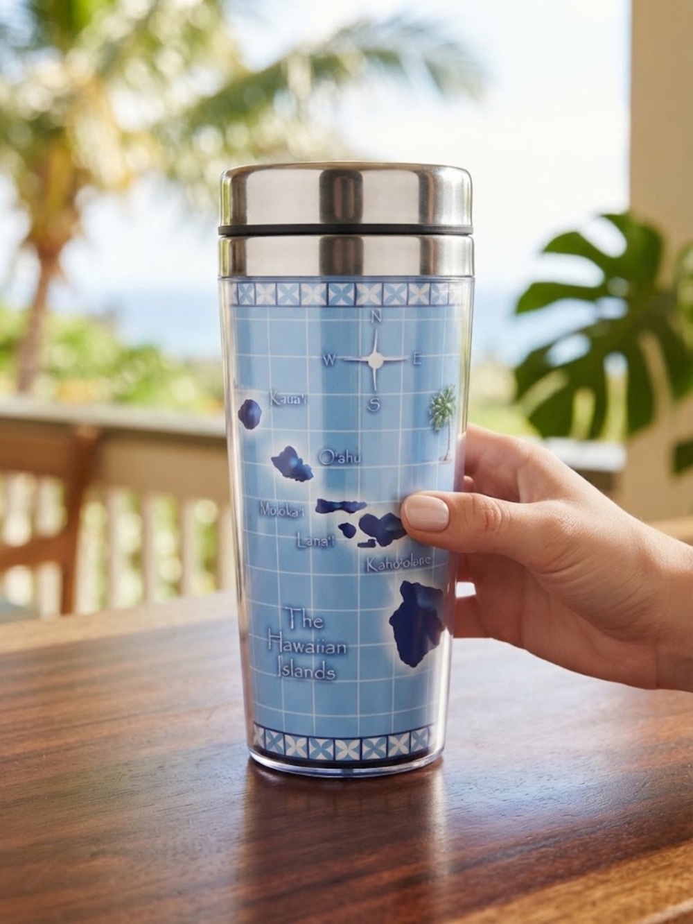 Vintage Blue Hawaiian Islands Travel Tumbler